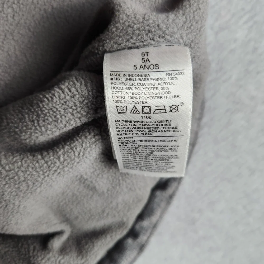 Old Navy Puffer Vest Unisex Kids 5T Gray Fleece Lined Sherpa Hooded Full Zipper